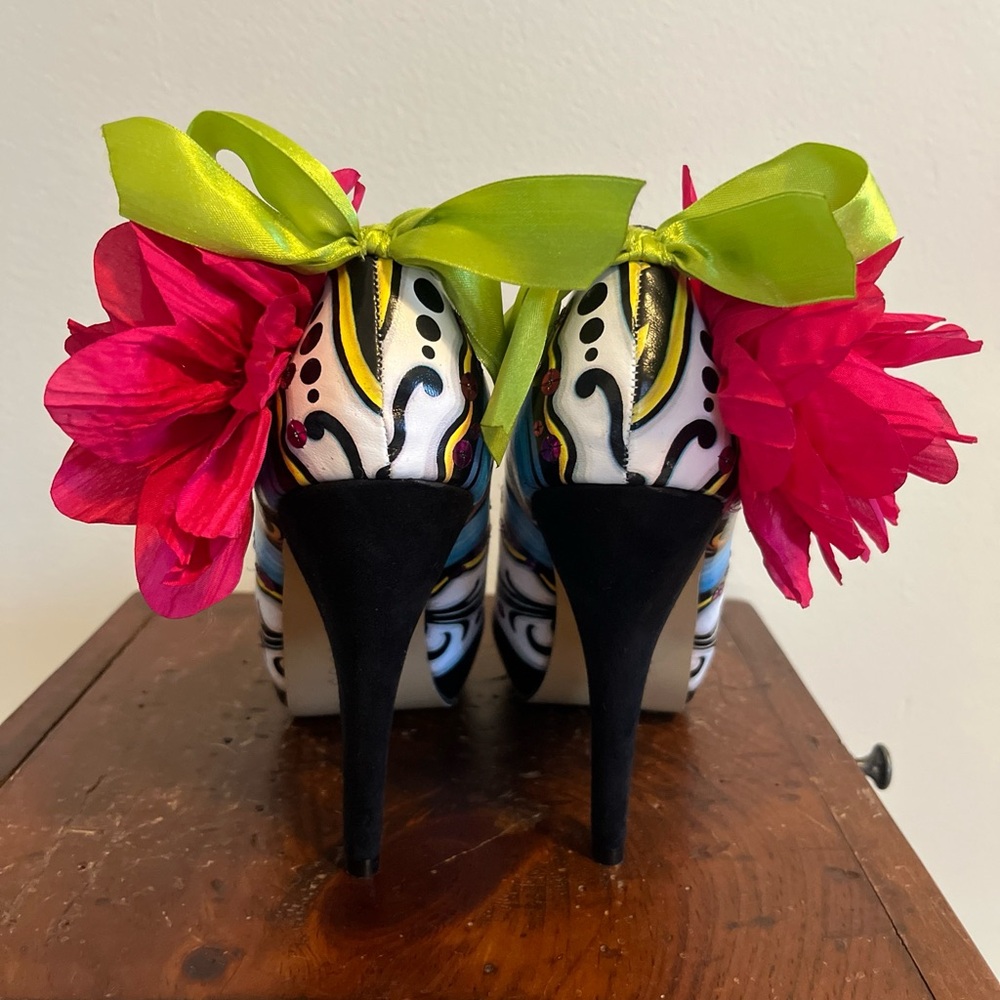 Dia De Los Muertos Just Fabulous High Heels Size 39 Women’s 8.5 Sugar Skull - Picture 4 of 8